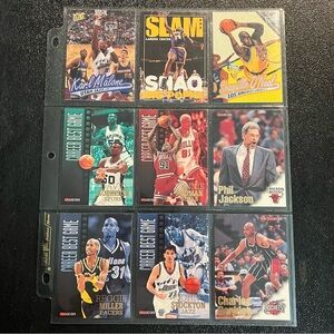 VINTAGE NBA Basketball Sheet of 9 Cards‎ Shaq Rodman Barkley Stockton Miller